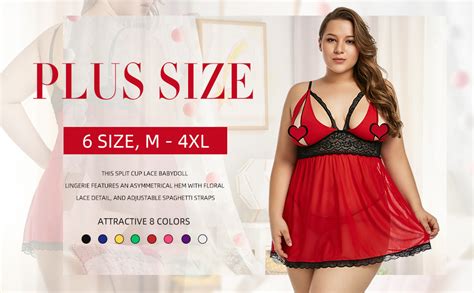 Donnalla Women Plus Size Lingerie Set Sexy Lace Babydoll Lingerie Dress Chemise Sleepwear With