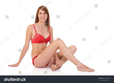 Sexy Model Red Lingerie On White Stock Photo 563029936 Shutterstock