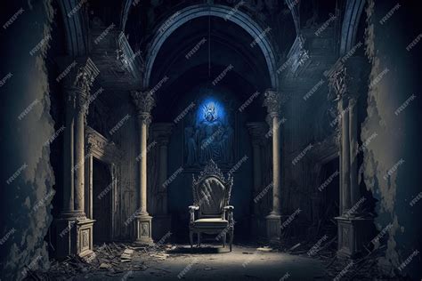 Premium AI Image | Throne room in a haunted castle after dark