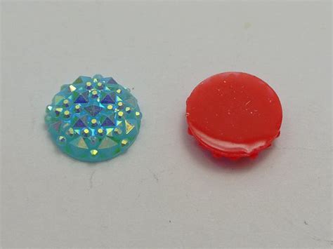 Mixed Color Flatback Resin Round Cabochon Gem Pyramid Dotted