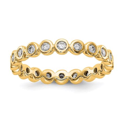 14k Yellow Gold Ring Band Eternity Diamond Round Polished 1 2ct Bezel Set