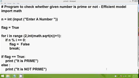 Prime Number Program In Python 2nd Model YouTube