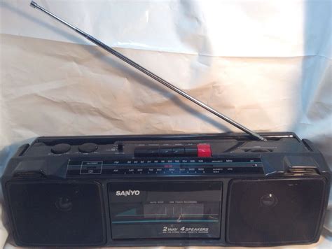 Black Sanyo Fm Am Radio Cassette Player Recorder Way Speakers Model