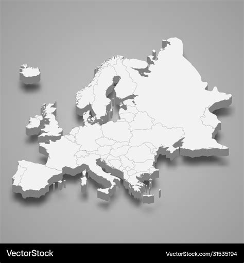 3d Map Europe Royalty Free Vector Image Vectorstock