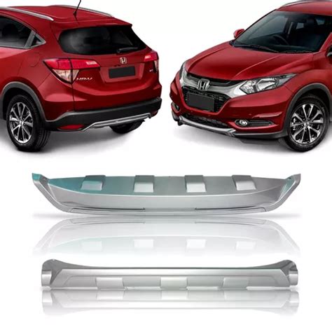 Kit Aplique Bumper Spoiler Honda Hr V Prata Detalhe Cromado