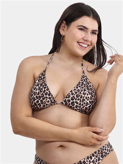 No Boundaries Women S Cheetah Triangle Bikini Top Sizes Xxs Xxl Walmart