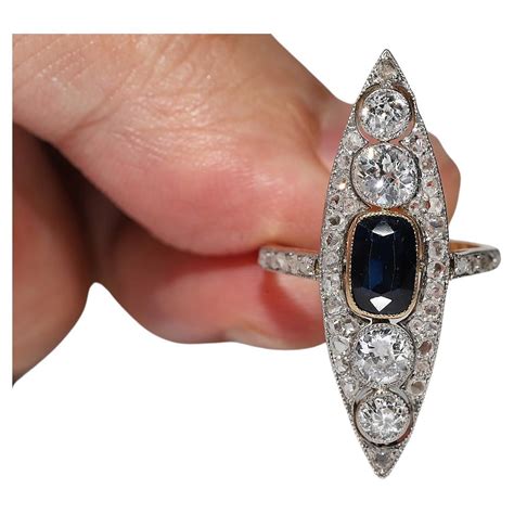 Antique Art Deco Circa S K Gold Natural Diamond And Sapphire