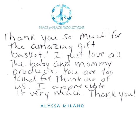 Alyssa Milano Says Thank You! - Hollywood Swag Bag