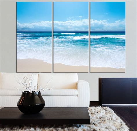 Large Wall Art Ocean Beach And Wave Canvas Print Seascape Scenery