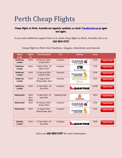 Perth Cheap Ticket From UK