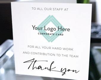 Corporate Thank You Card Thank You Card For Team Employee Etsy