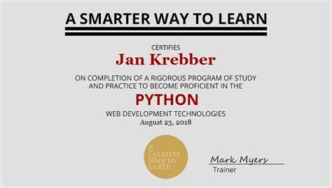 A Smarter Way To Learn Has Certified Jan Krebber For Python