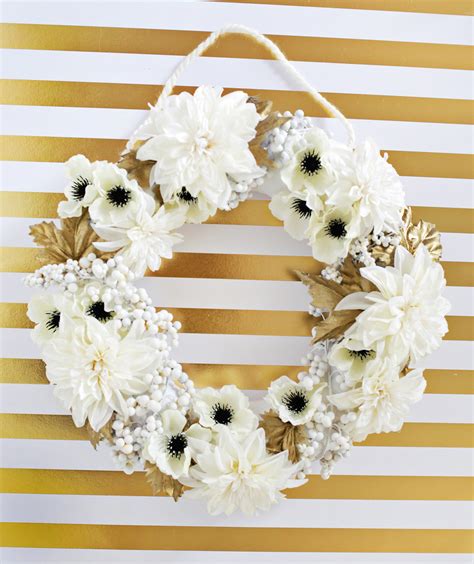 White + Gold Holiday Wreath DIY - A Beautiful Mess