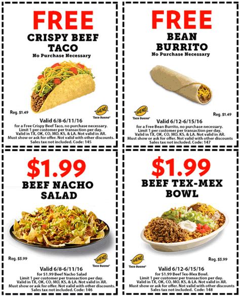 Taco Bueno June 2020 Coupons And Promo Codes