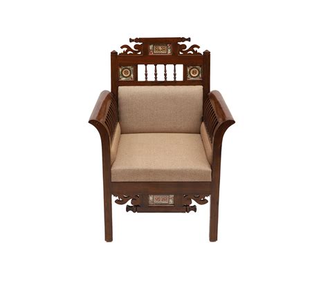 Buy Maharaja Ii Single Seater Sofa In Teakwood With Walnut Finish