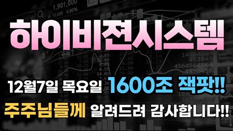 주가전망 하이비젼시스템 🔥12월7일 목요일 1600조 잭팟터졌다 주주님들께 알려드려 정말 감사합니다 Youtube