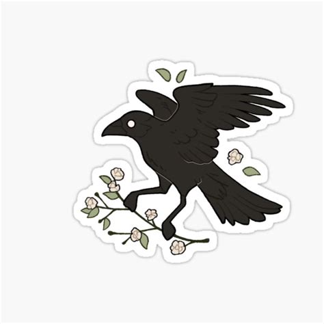 Cute Crow With Flowers Sticker For Sale By CrowSkullArt Redbubble