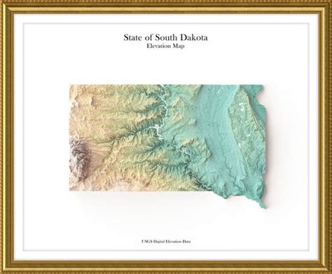 FRAMED South Dakota Shaded Relief Maps Etsy