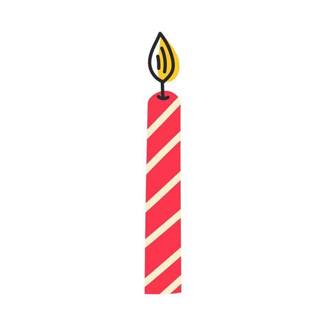 Birthday Candle. Red candle for a holiday in Scandinavian style. Hand ...