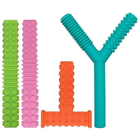 Sensory Chew Toys for Autistic Children, 4 Pack Silicone Chew Tube ...