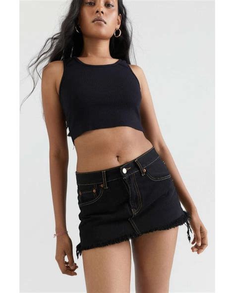 Urban Renewal Remade Levis Low Rise Denim Micro Mini Skirt In Black Lyst