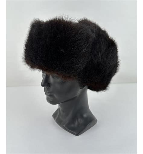 Sold at Auction: RUSSIAN BLACK SABLE FUR USHANKA HAT