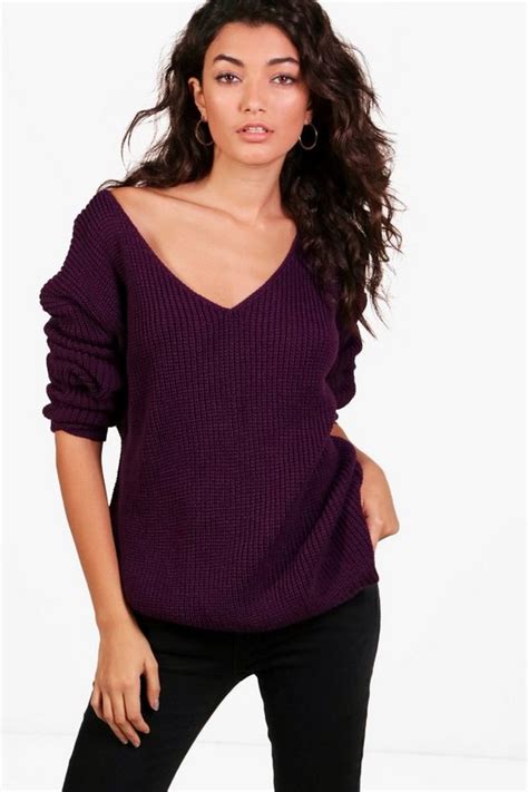 Sasha Oversized V Neck Jumper Boohoo