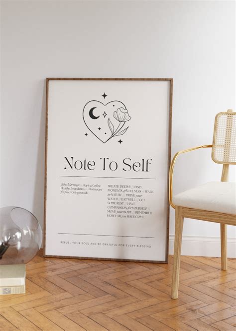 Note To Self Poster Self Love Poster Print Manifest Wall Art Daily