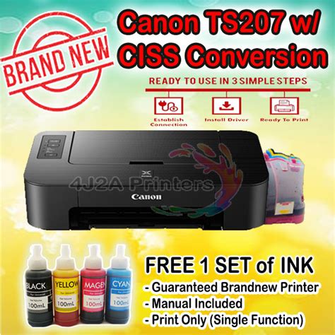 Canon Pixma Ts207ts307 Wifi Brand New With Ciss And Free 1 Set Of