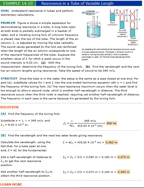 Solved Resonance in a Tube of Variable Length EXAMPLE 14.10 | Chegg.com 