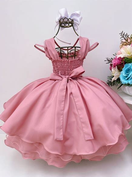 Vestido Festa Infantil Rose Nude Daminha Noivinha Elo