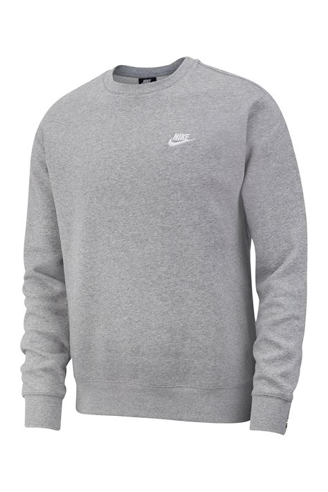 Nike Cotton Crew Neck Club Jumper Grey in d gr h/White (Gray) for Men ...