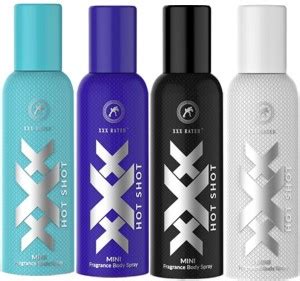 XXX Rated Hot Shot Mini Fragrance Body Spray Sea Green Blue Black White Combo Body Spray