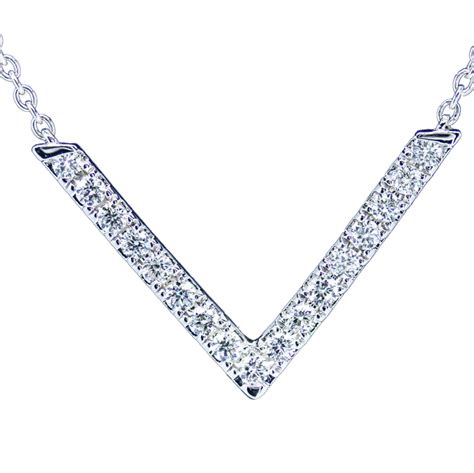 K White Gold Diamond V Necklace Porcello Jewelers