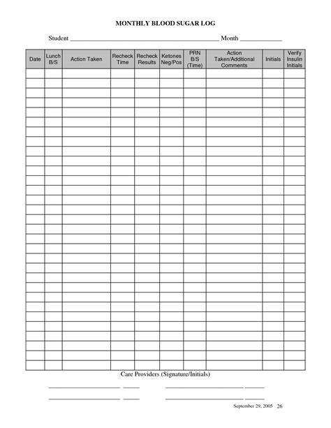 Printable Diabetes Log Sheets Pdf