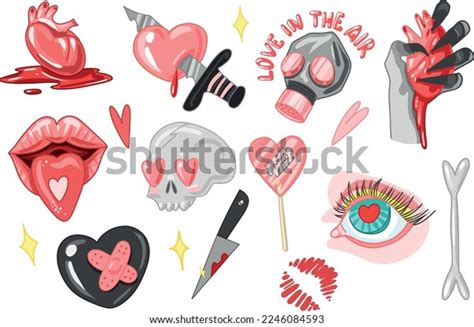 Set Creepy Valentine Clipart Spooky Valentine Stock Vector (Royalty ...