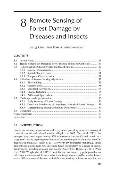 Pdf Remote Sensing Of Forest Damage By Diseases And Insects Remote Sensing Of Forest Damage