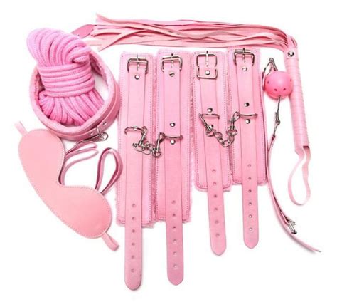 Leather Plush SM Restraints Bondage Set Fetish Collar Whip Rope Ball Mask Handcuff Sex Products