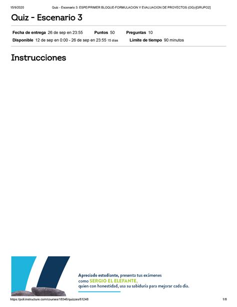 Quiz Escenario Espe Primer Bloque Formulacion Y Evaluacion De