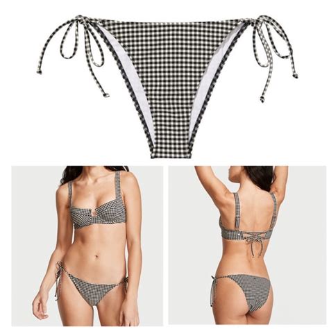 Victoria S Secret Swim Victorias Secret Swim Gingham Brazilian String Bikini Bottom Poshmark