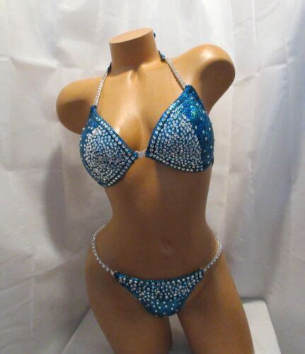 Npc Competition Bikini Posing Suit Teal Hologram Dd Cup Brand New