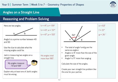 Angles On A Straight Line Reasoning And Problem Solving Maths Year 5