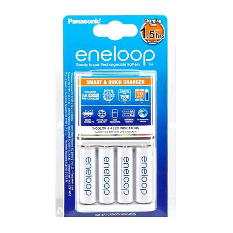 Panasonic Eneloop 4 Pieces AA With Quick Charger White Rechargeable