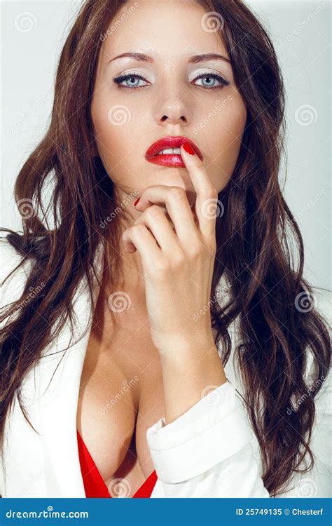 Closeup Portrait Of Sexual Brunette Woman Stock Image Image Of