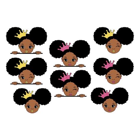 Peekaboo Girl Svg Afro Girl Svg Bundle 13 PNG Glitter File Inspire