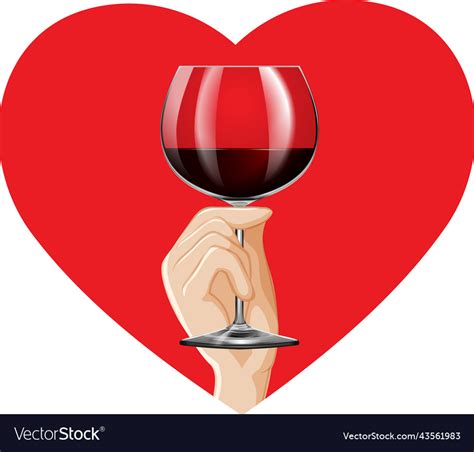 Wine Glass On Red Heart Royalty Free Vector Image