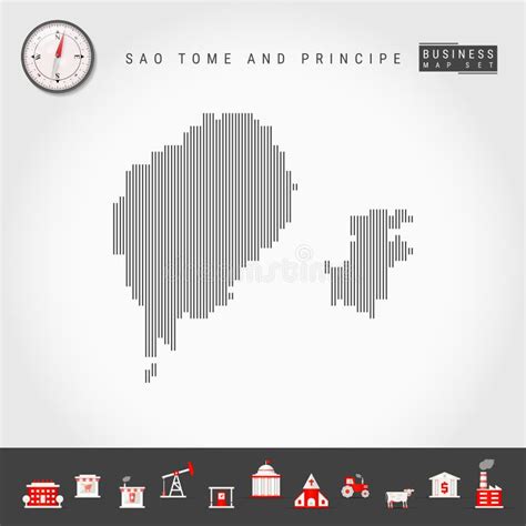 Vector Vertical Lines Map Of Sao Tome And Principe Striped Silhouette