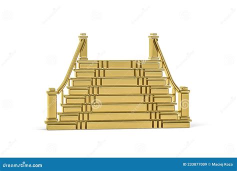 Icono Dorado De Las Escaleras 3d Aislado En Fondo Blanco Stock De