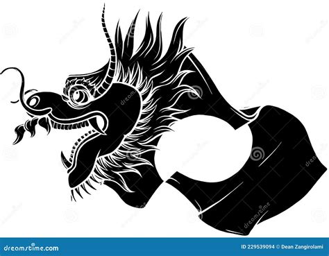 Original Dragon Head. Black and White Vector Illustration. Stock Vector ...