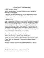 Persuasive Speech Martes Docx Persuasive Speech Same Sex Marriages General Purpose To
